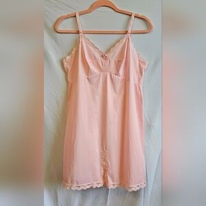 Vintage Sears, Roebuck & Co. Pink Lace Trim Nylon Non-Cling Slip Sz 36 Short